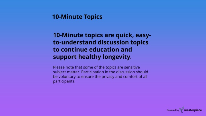 10 minute topics