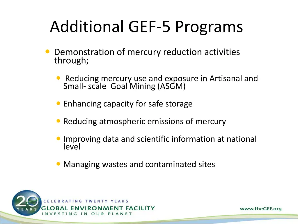 additional gef 5 programs