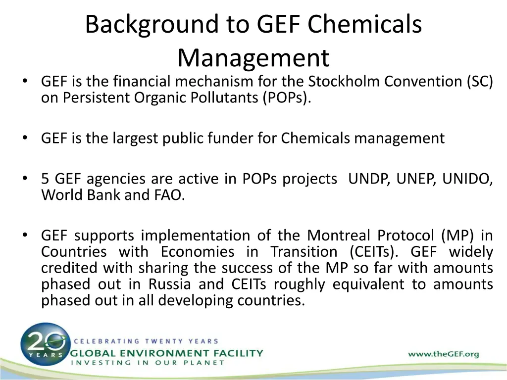 background to gef chemicals management