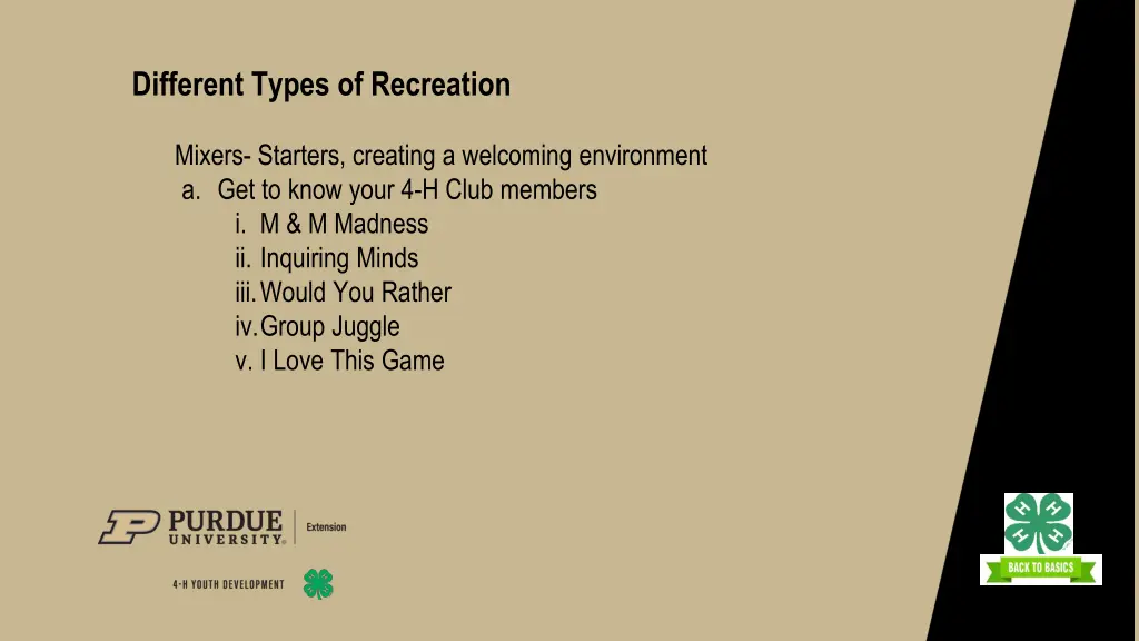 different types of recreation