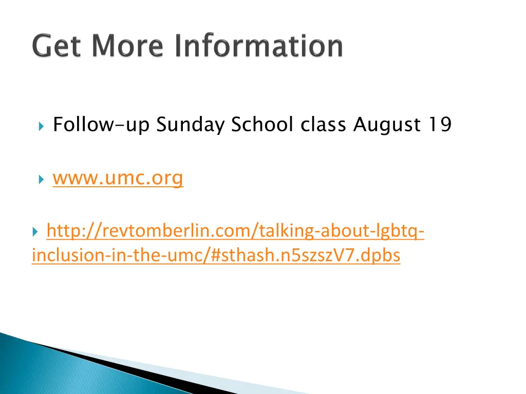 follow up sunday school class august 19