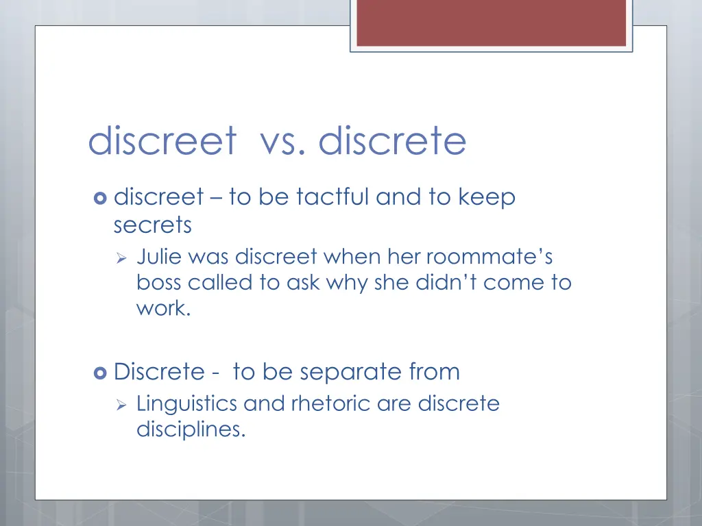 discreet vs discrete