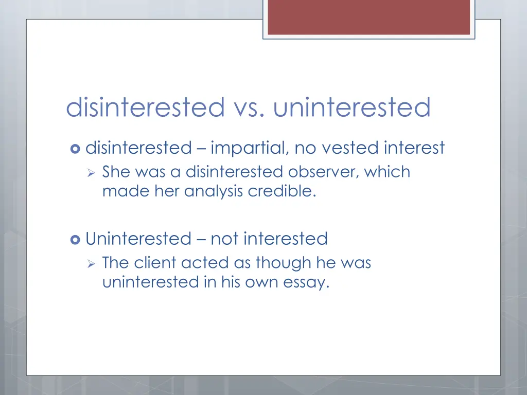 disinterested vs uninterested