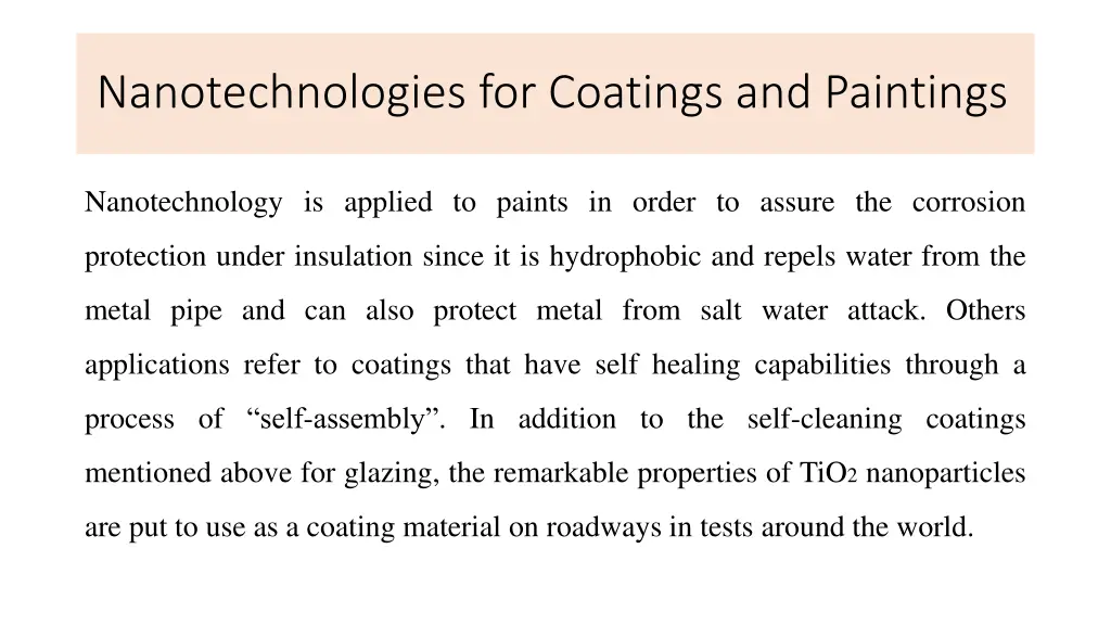 nanotechnologies for coatings and paintings