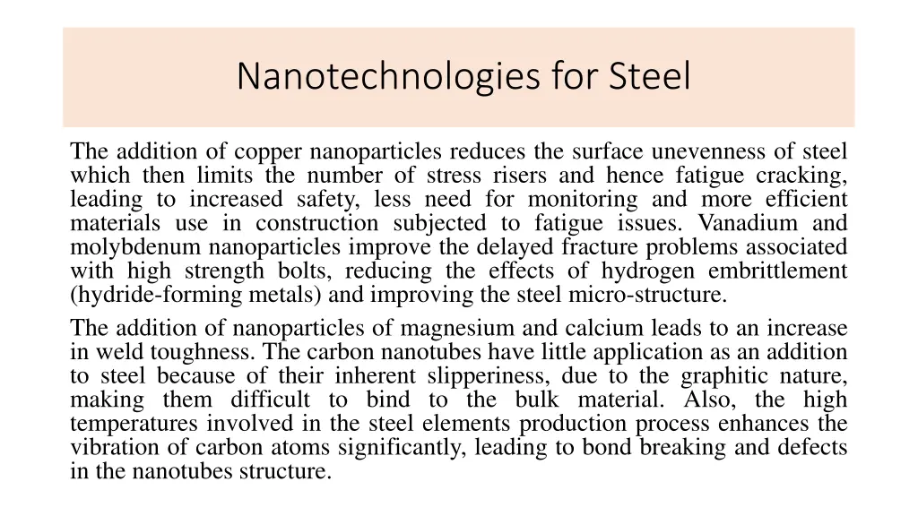 nanotechnologies for steel