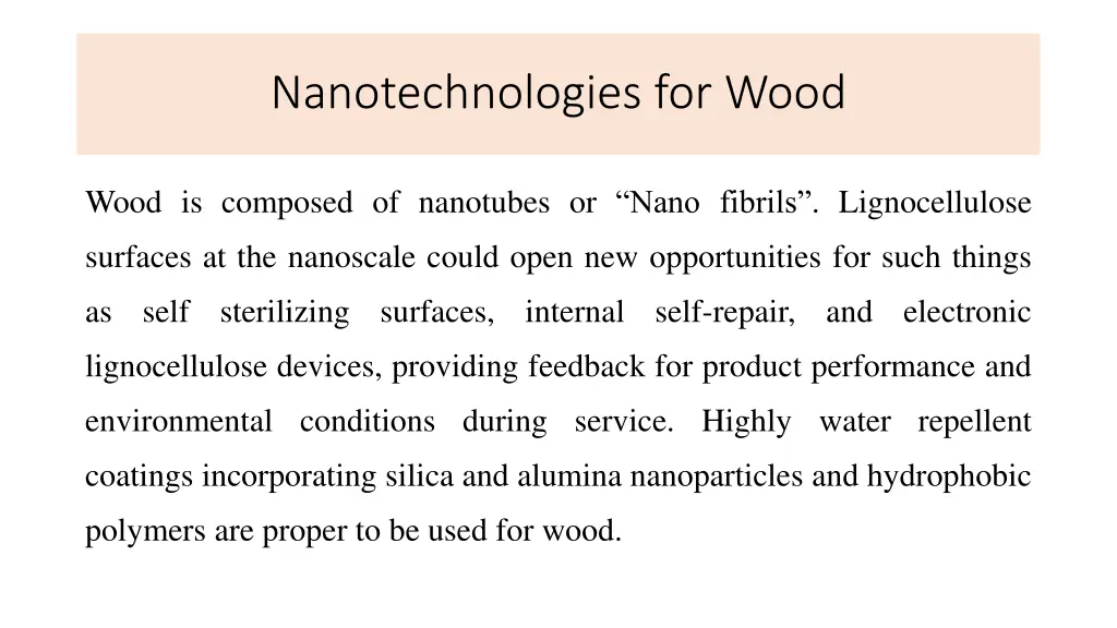 nanotechnologies for wood