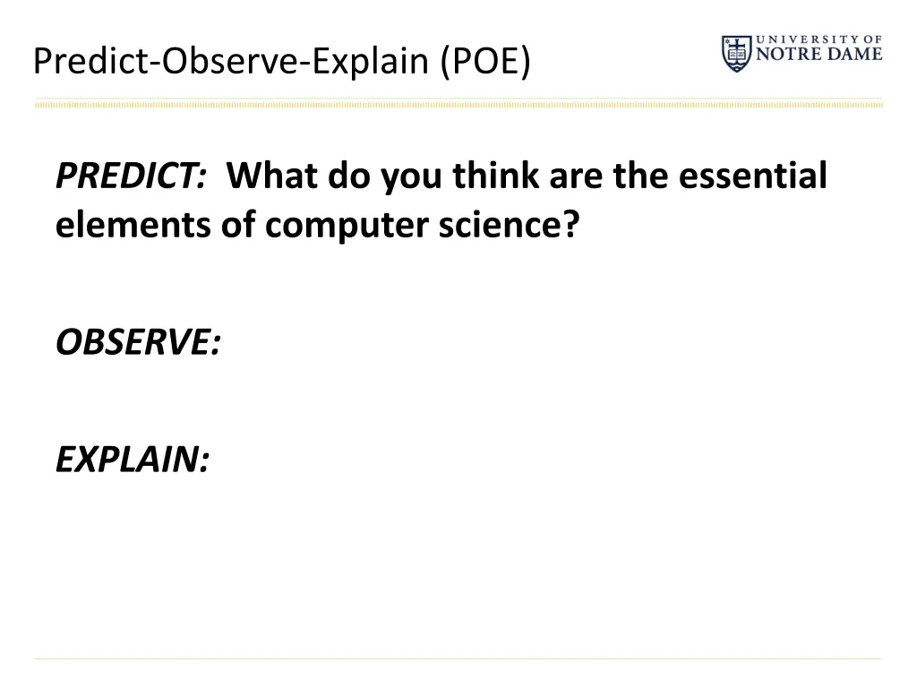 predict observe explain poe