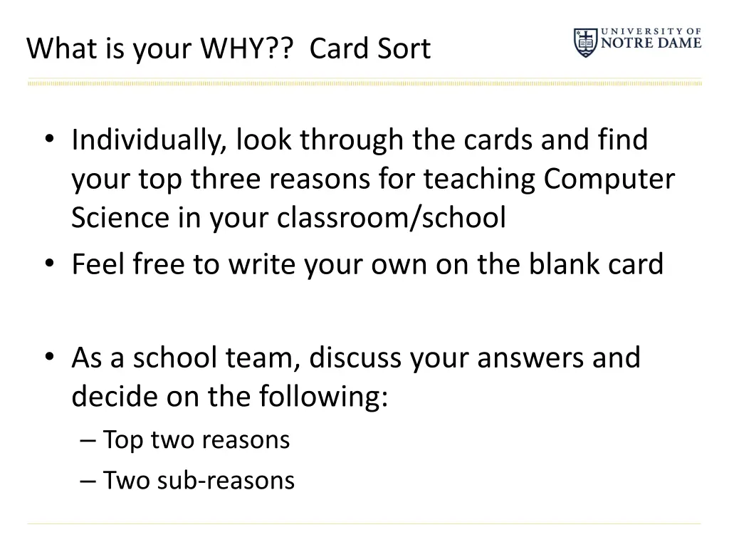 what is your why card sort