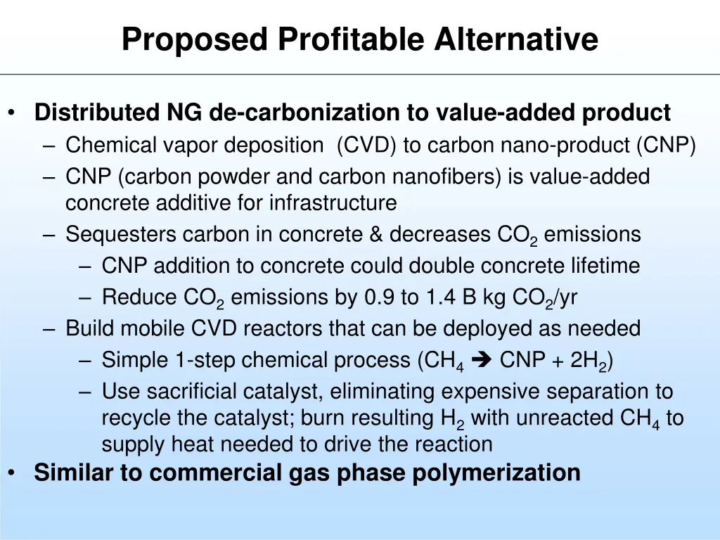 proposed profitable alternative