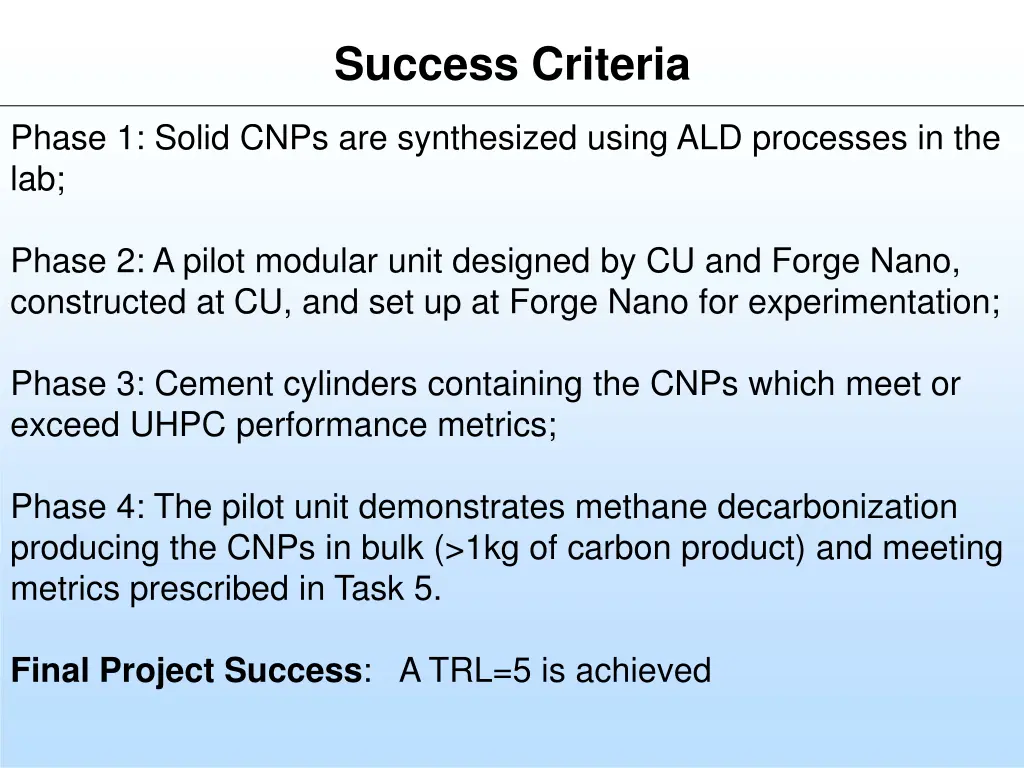 success criteria