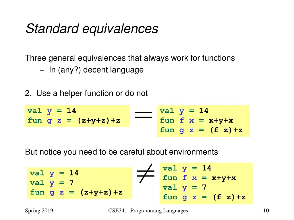 standard equivalences 1