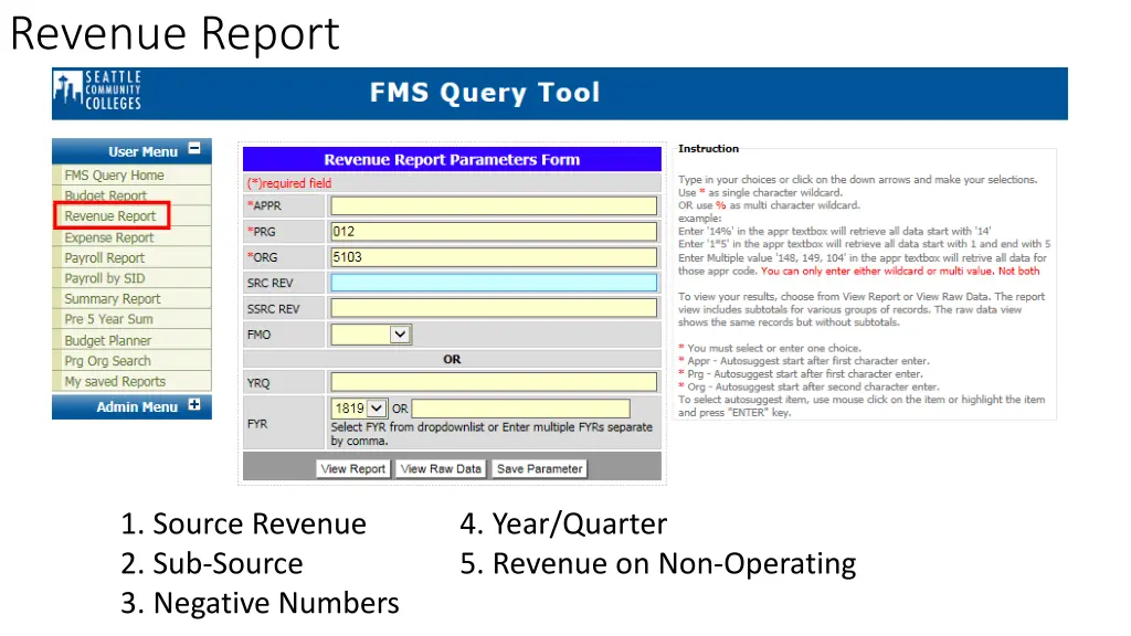 revenue report