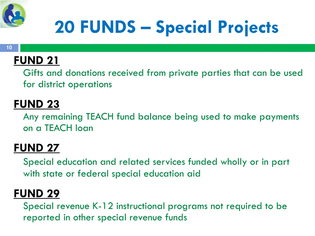 20 funds special projects