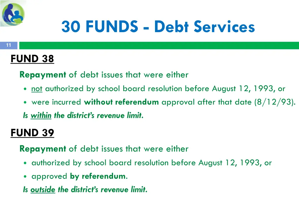 30 funds debt services