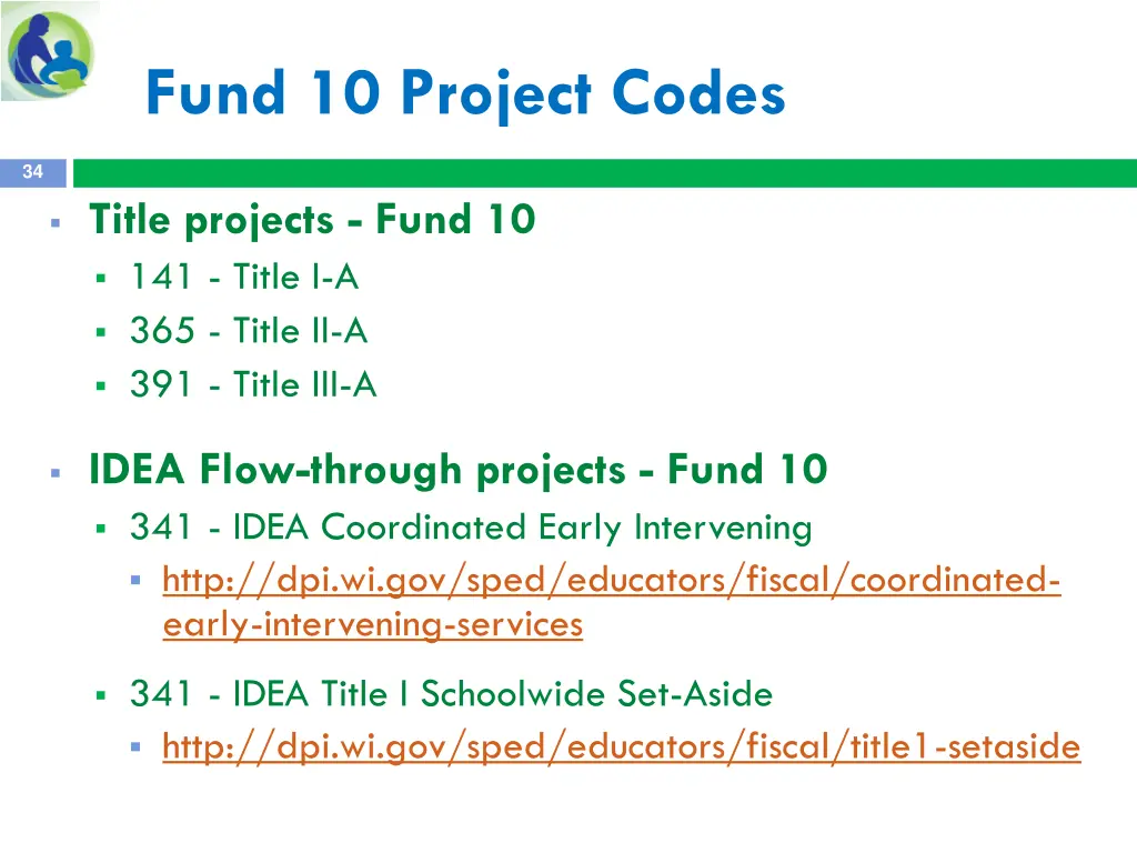 fund 10 project codes