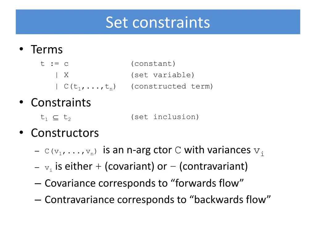 set constraints