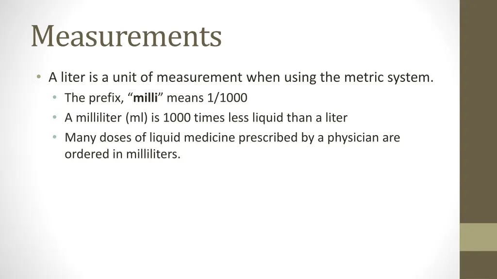 measurements