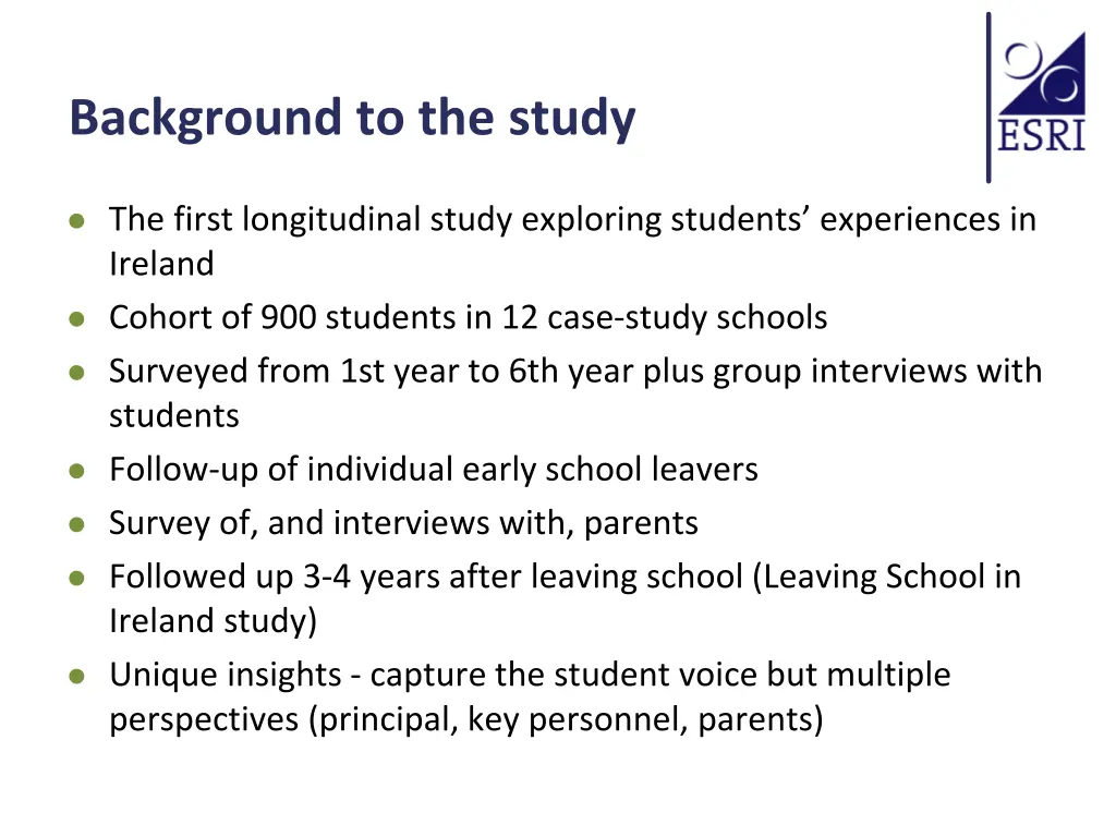 background to the study