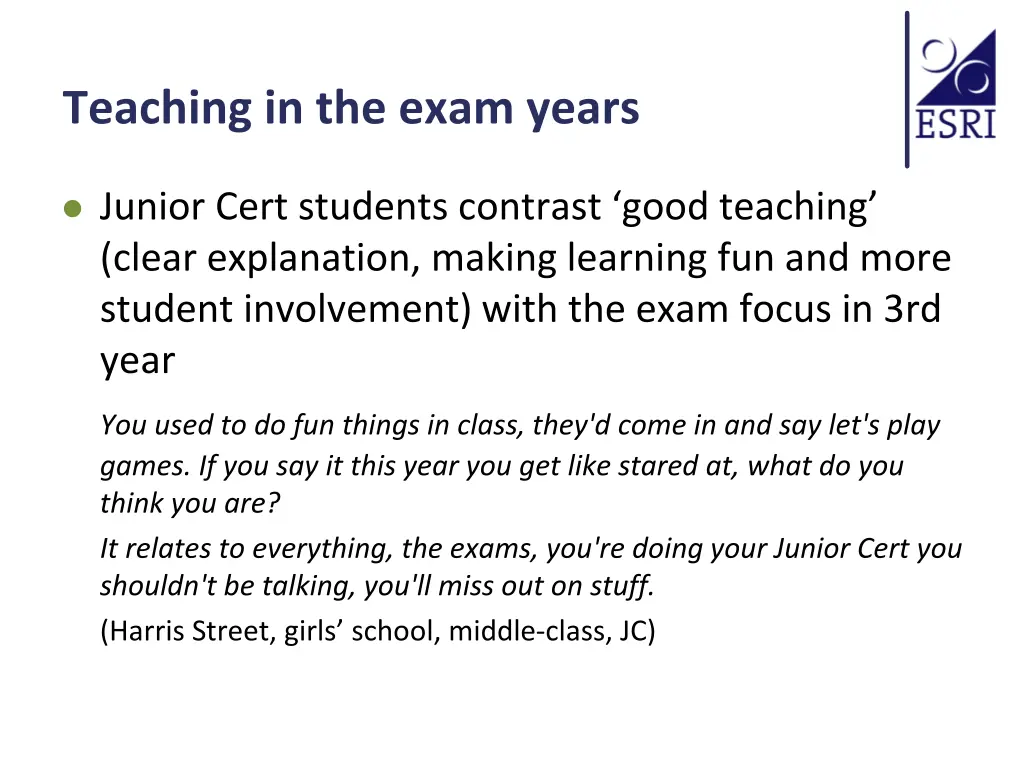 teaching in the exam years