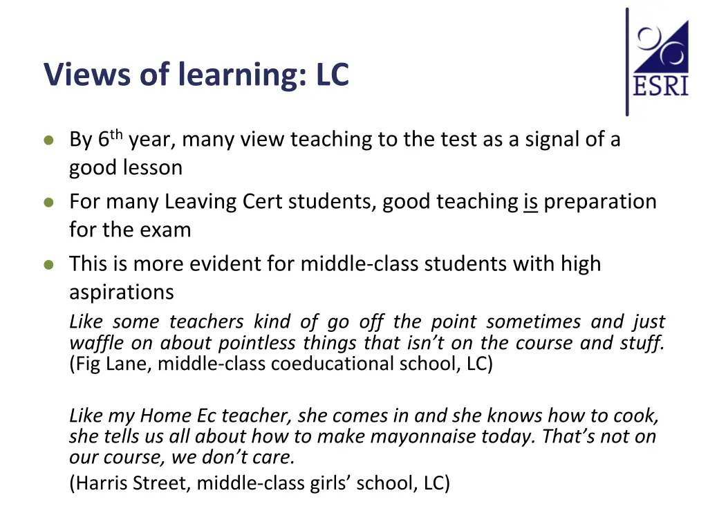 views of learning lc