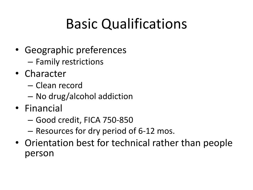 basic qualifications