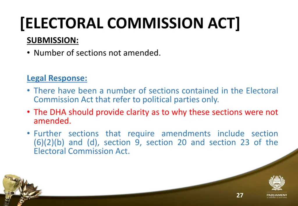 electoral commission act submission number
