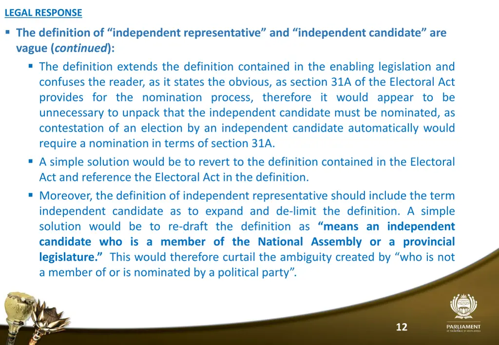 legal response the definition of independent 1