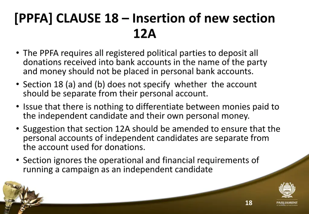ppfa clause 18 insertion of new section 12a