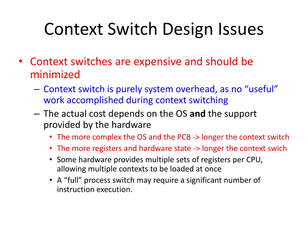 context switch design issues