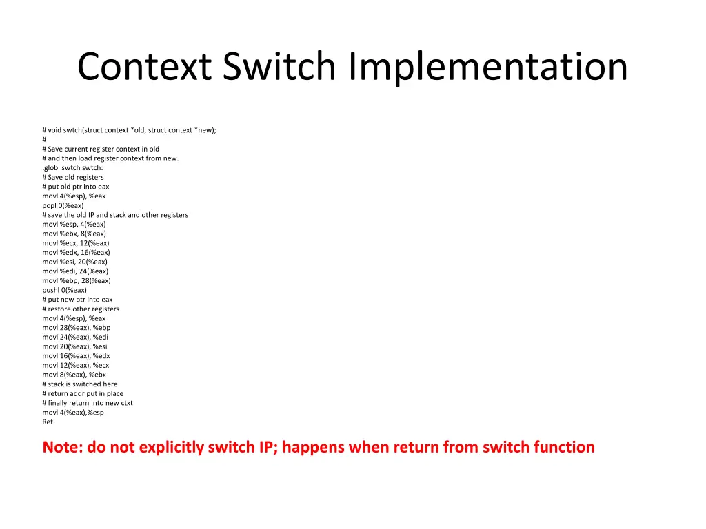 context switch implementation