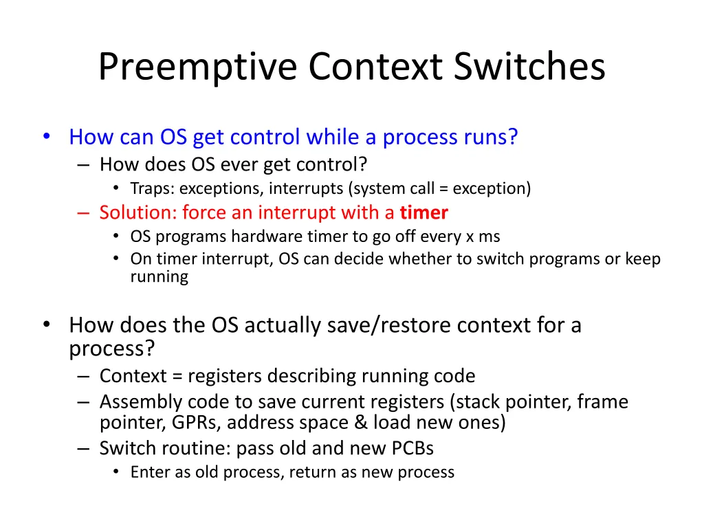 preemptive context switches