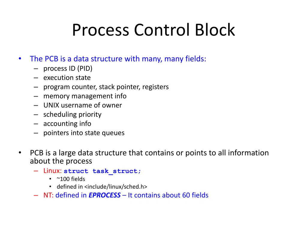 process control block