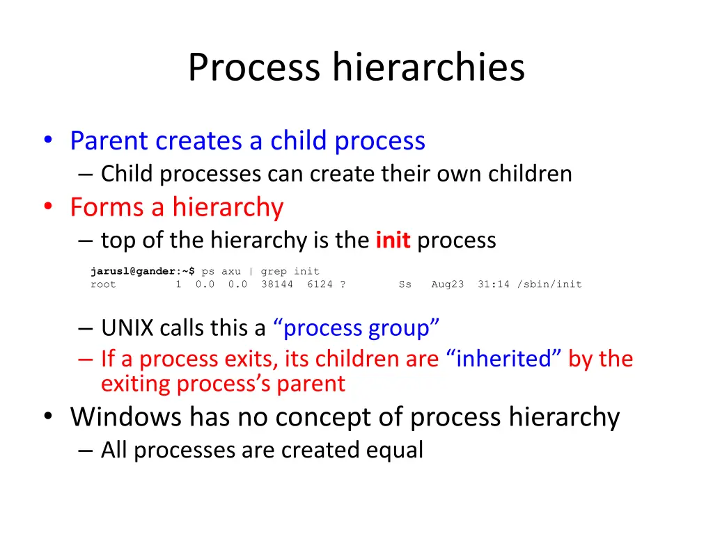 process hierarchies