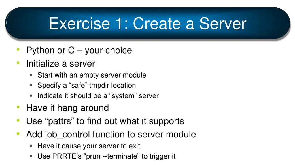 exercise 1 create a server