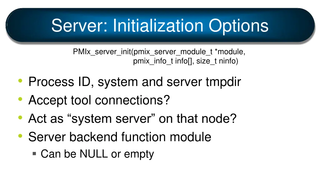 server initialization options