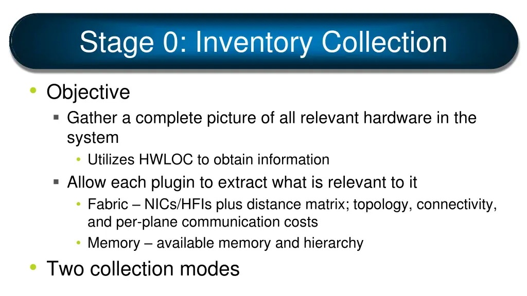 stage 0 inventory collection