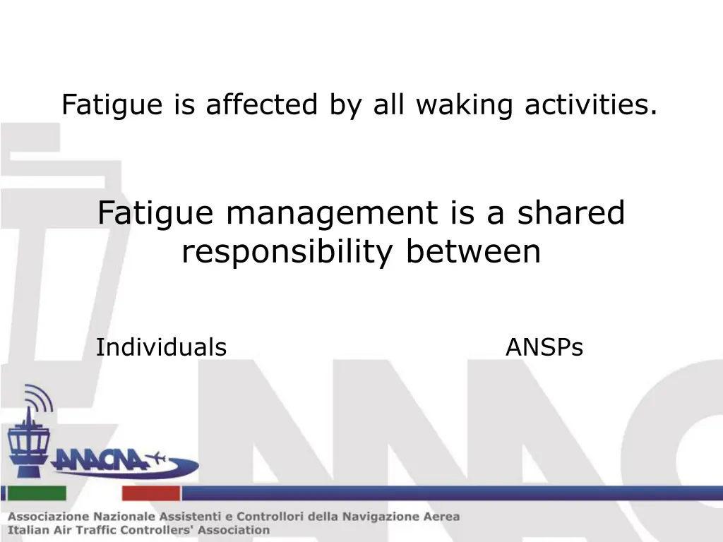 fatigue is affected by all waking activities