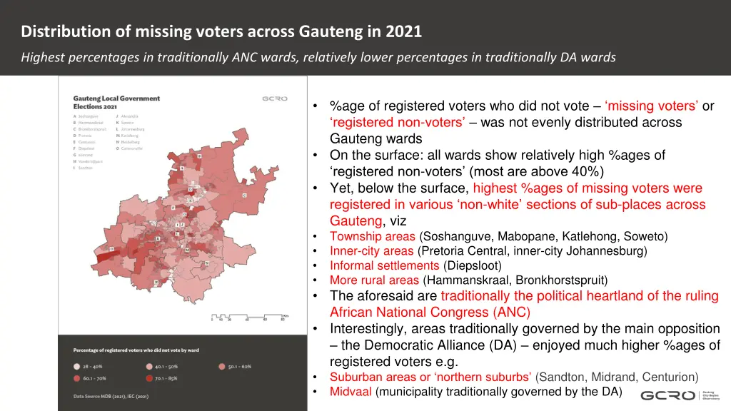 distribution of missing voters across gauteng