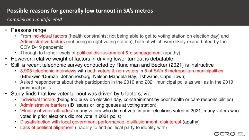 possible reasons for generally low turnout