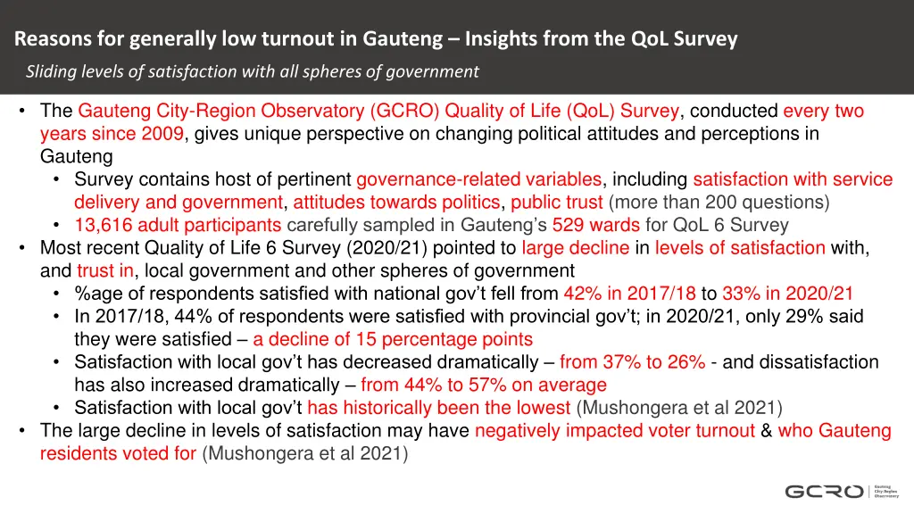 reasons for generally low turnout in gauteng