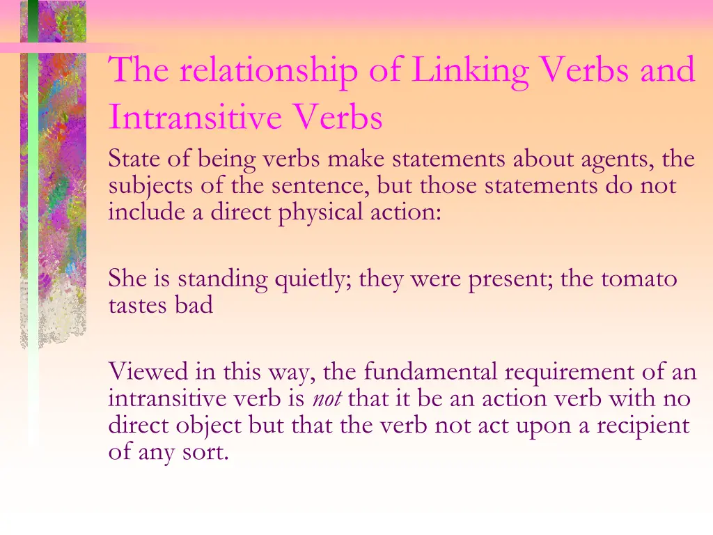 the relationship of linking verbs 1