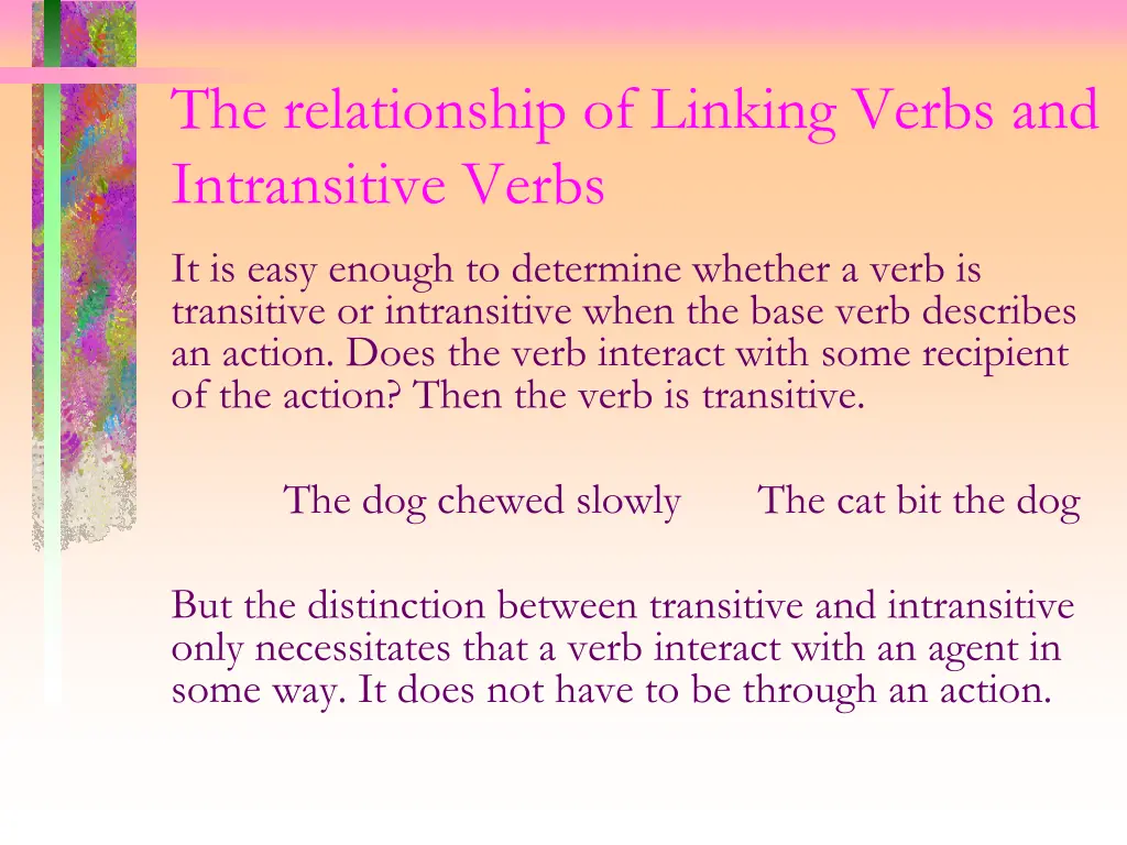 the relationship of linking verbs