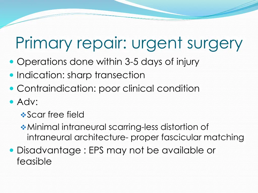 primary repair urgent surgery operations done