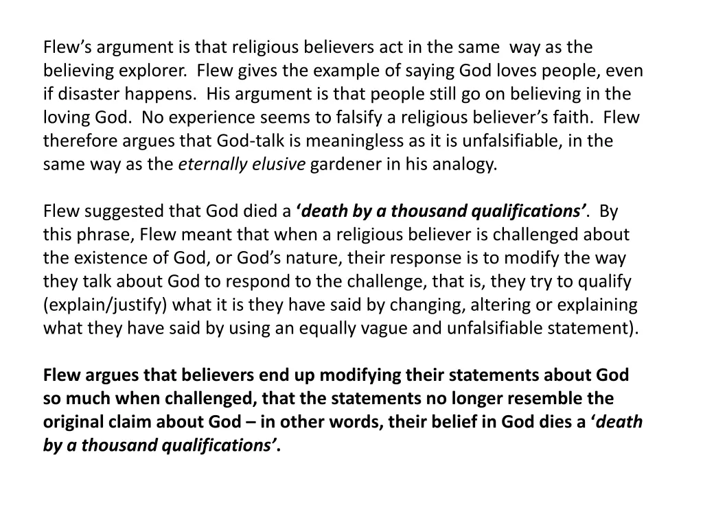 flew s argument is that religious believers