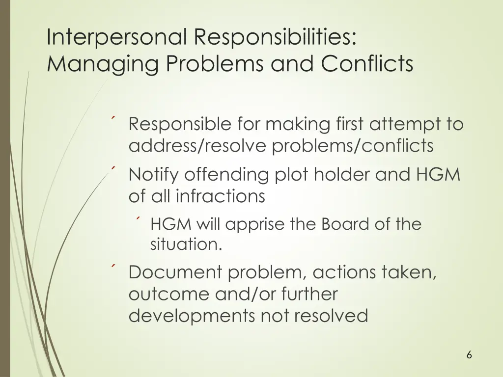 interpersonal responsibilities managing problems