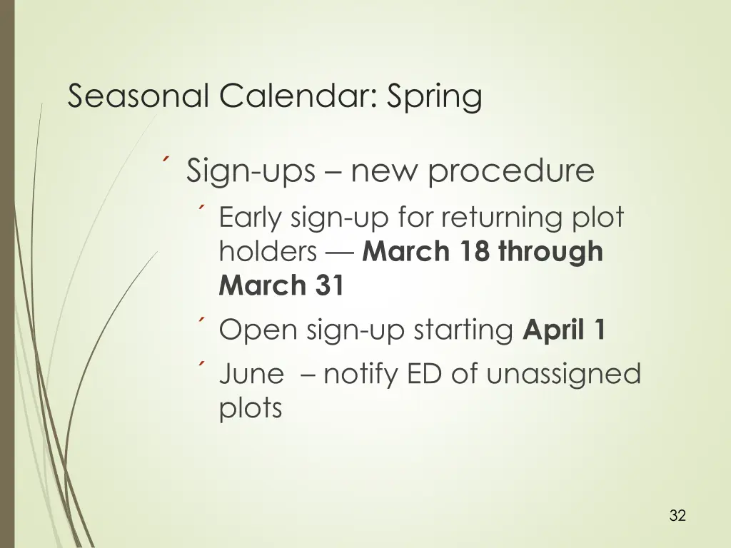 seasonal calendar spring