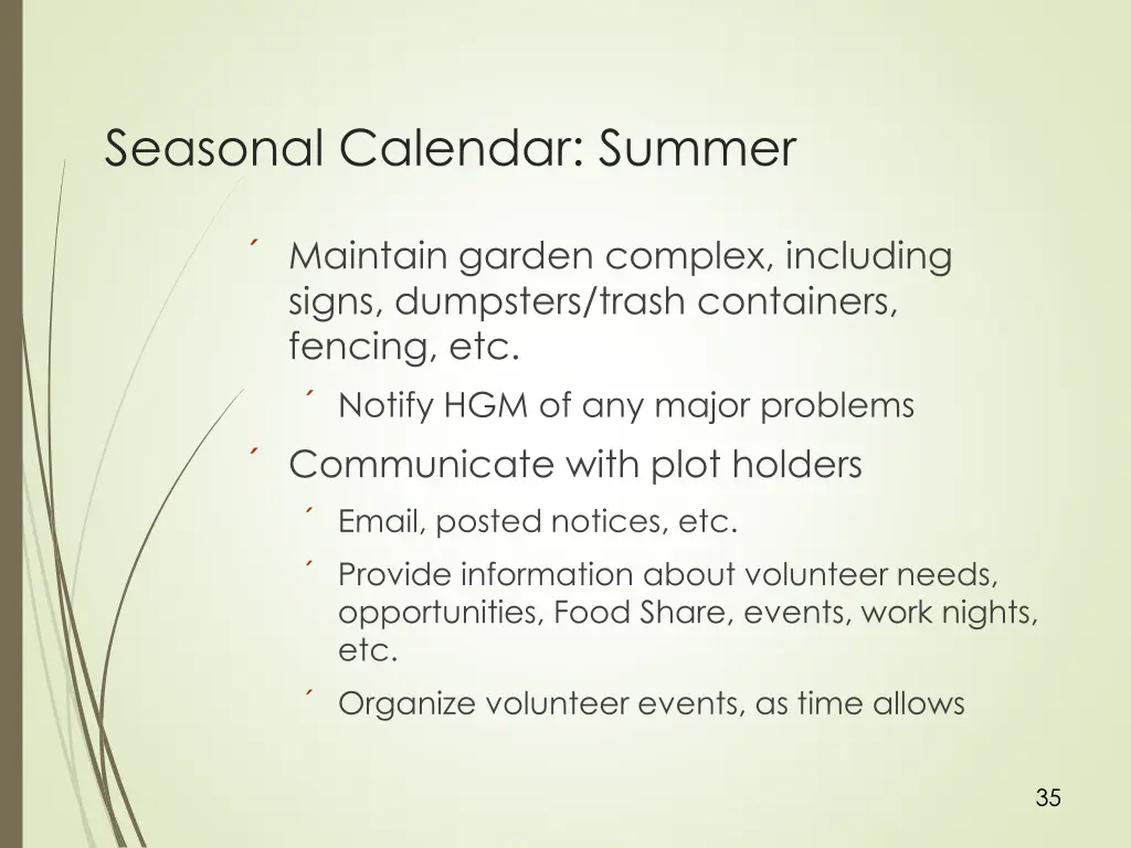 seasonal calendar summer