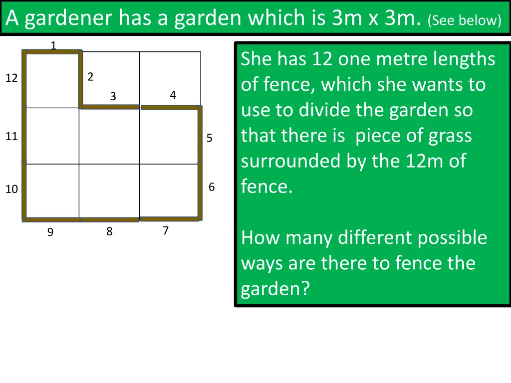 a gardener has a garden which is 3m x 3m see below