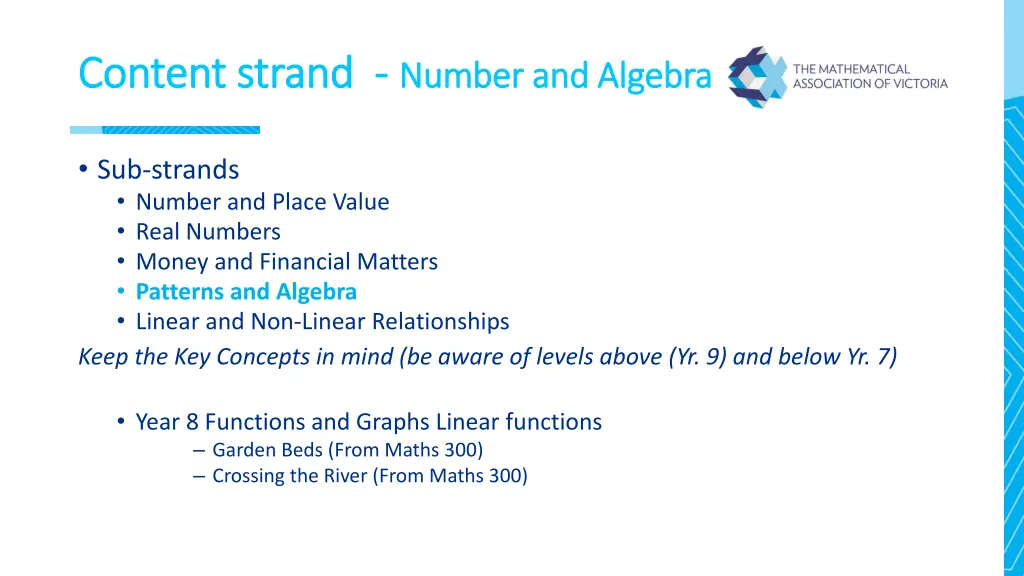 content strand content strand number and algebra