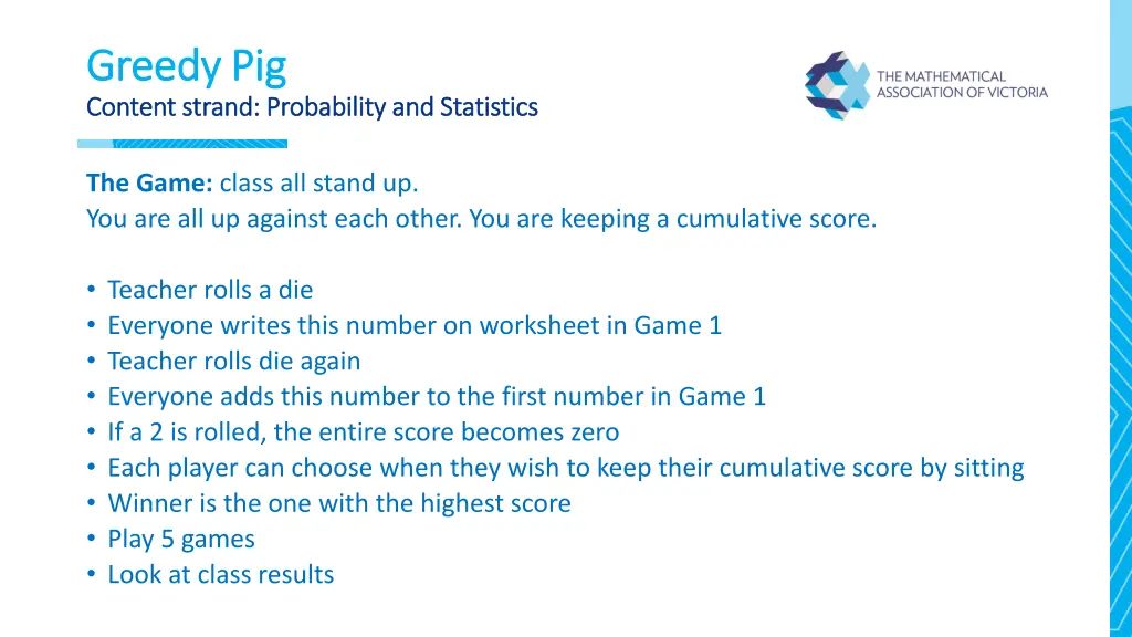 greedy pig greedy pig content strand probability